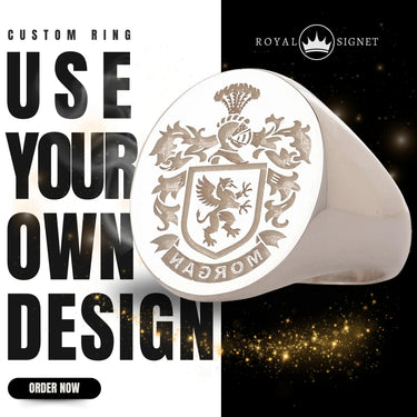 Custom Wax Seal Ring - White Gold Coated - Recessed & Reversed Design